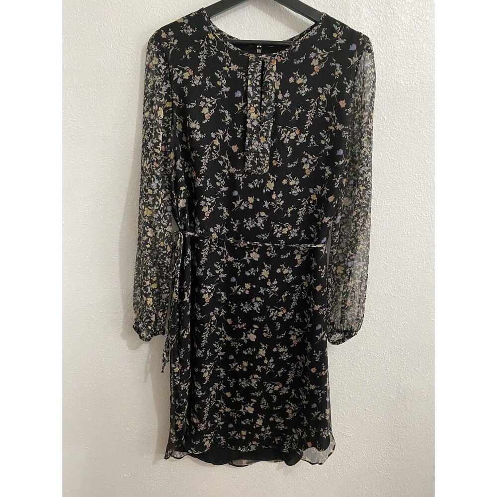 Ralph Lauren Women’s Knee Length Georgette Dress 12 Sheer Overlay H46